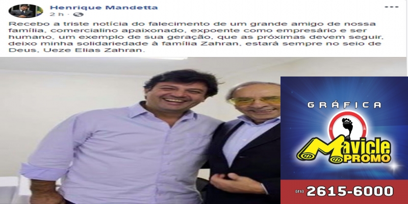 Deputado federal Luiz Henrique Mandetta comentou sobre a morte do empresário em seu perfil no facebook. — Foto: Facebook/Reprodução 